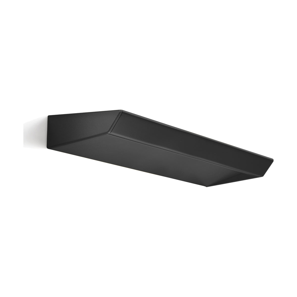 Gonio Linear LED Wall Light 58cm in black, a slim angled bar fixture with integrated LED and a clean geometric profile, shown mounted on a plain white background.