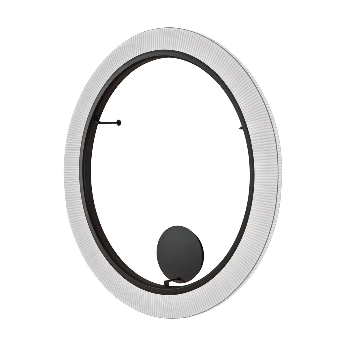Roda PF/150 Ribbon LED wall or ceiling light with a large round white pleated ribbon shade framed by a slim black inner ring, shown at an angle on a plain white background.
