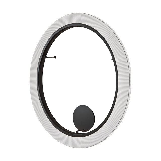 Roda PF/150 Ribbon LED wall or ceiling light with a large round white pleated ribbon shade framed by a slim black inner ring, shown at an angle on a plain white background.