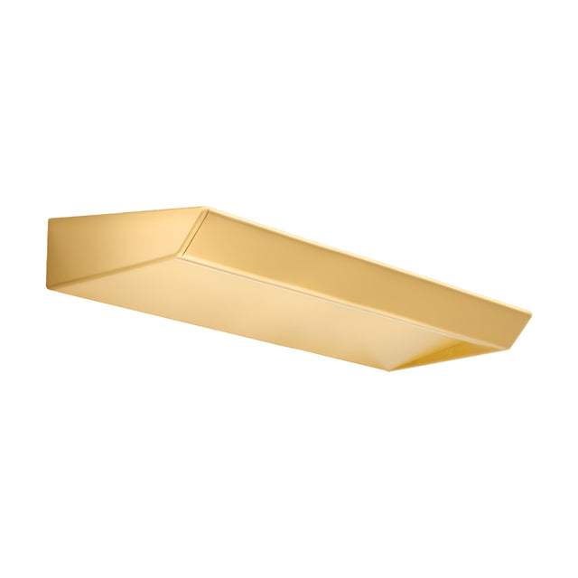 Gonio Linear LED Wall Light 58cm in brushed brass, a slim angular bar with a trapezoid profile, shown against a plain white background.
