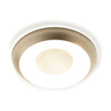 Superbold LED Wall & Ceiling Light, 44.3cm round flush fixture with champagne-finish rim, white glowing ring and central disc, shown on a plain white background.