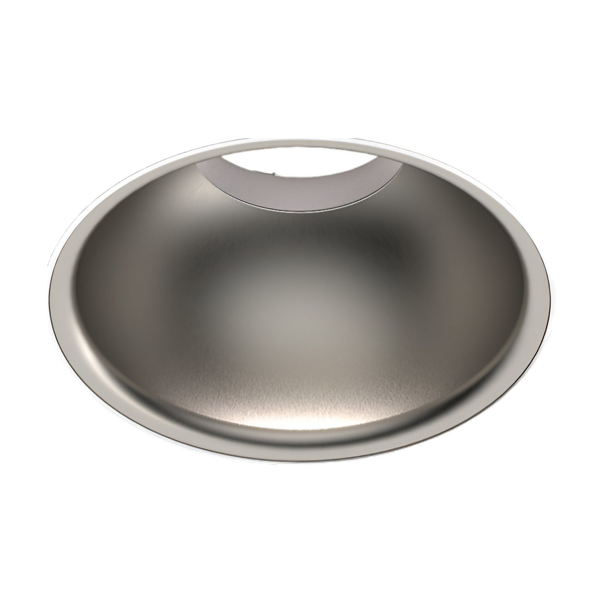 Bug Halo Recessed LED Downlight in Brushed Titanium, showing a round deep-bowl reflector with a silver-grey brushed finish, photographed on a plain white background.