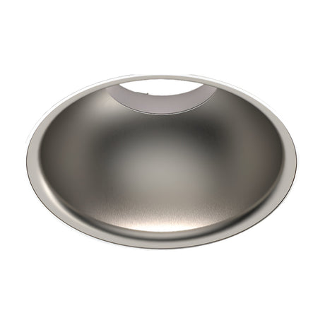 Bug Halo Recessed LED Downlight in Brushed Titanium, showing a round deep-bowl reflector with a silver-grey brushed finish, photographed on a plain white background.