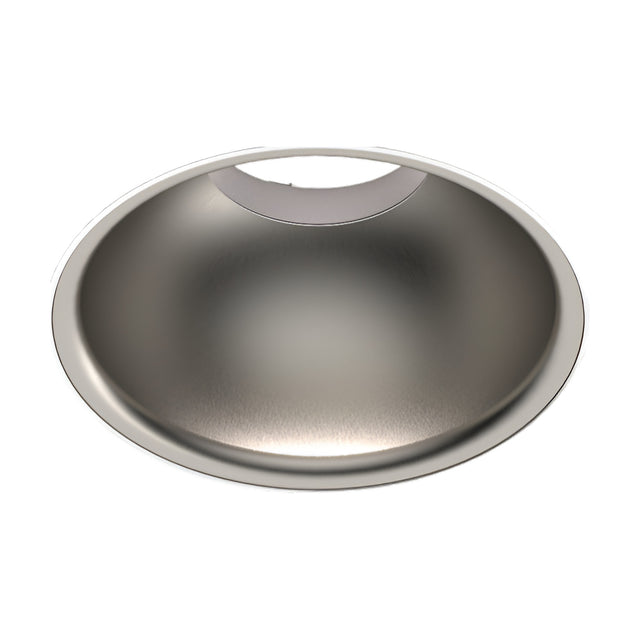 Bug Halo Recessed LED Downlight in Brushed Titanium, showing a round deep-bowl reflector with a silver-grey brushed finish, photographed on a plain white background.