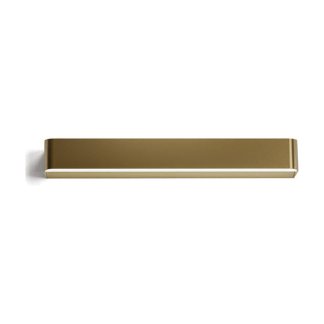 Toy R LED Wall Light in Brushed Bronze, a slim 57.7cm rectangular bar with rounded ends and a horizontal light strip, shown against a plain white background.