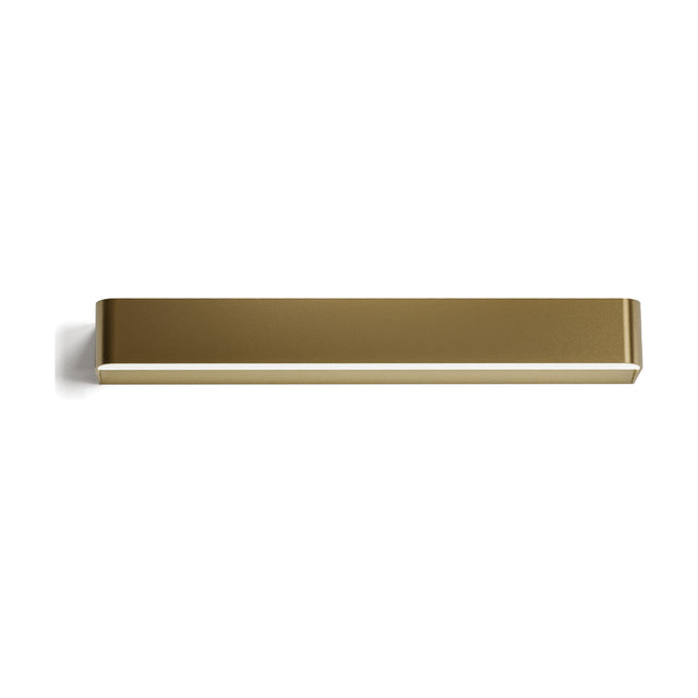 Toy R LED Wall Light in Brushed Bronze, a slim 57.7cm rectangular bar with rounded ends and a horizontal light strip, shown against a plain white background.