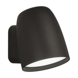 Nut A/01 outdoor wall light with a rounded, bell-shaped matte black head and slim rectangular wall plate, integrated LED, shown on a plain white background.