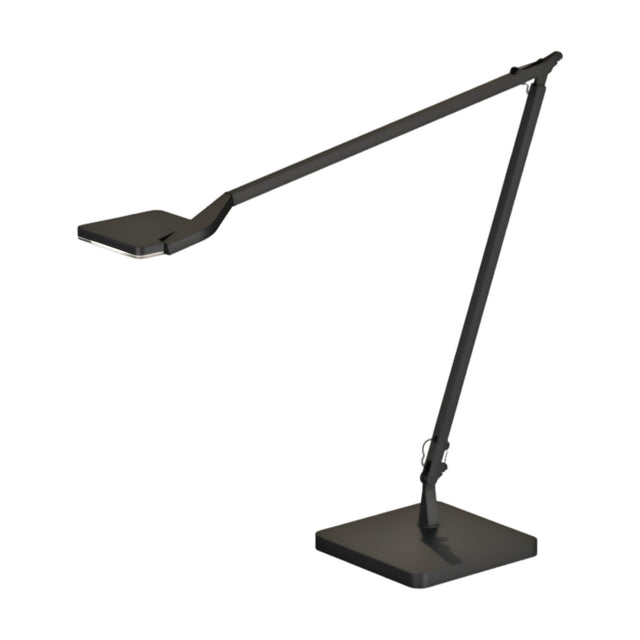 Jackie Aluminium LED Table Lamp in black, with a square weighted base, two long angled arms and a flat square head, shown against a plain white background.