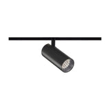 Street 5 Aluminium LED Track Spotlight in matte black, cylindrical head with honeycomb louvre on a straight track rail, shown against a plain white background.