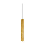 To-Be Aluminium Tube LED Pendant Light in Gold Leaf finish, a slim cylindrical fixture on a thin cable, shown against a plain white background.