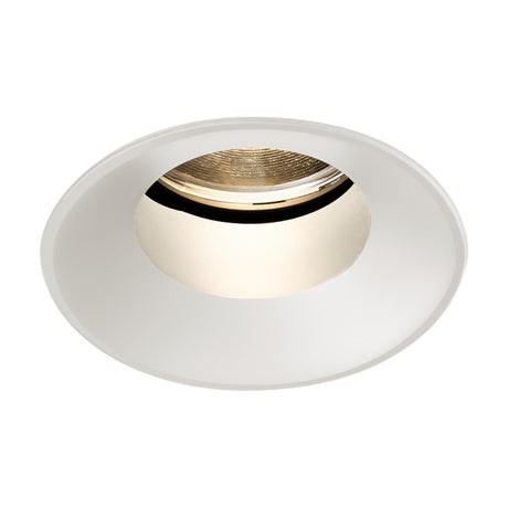 James Aluminium Round Recessed LED Downlight in white, with a deep-set reflector and warm white integrated LED, shown on a plain white background.