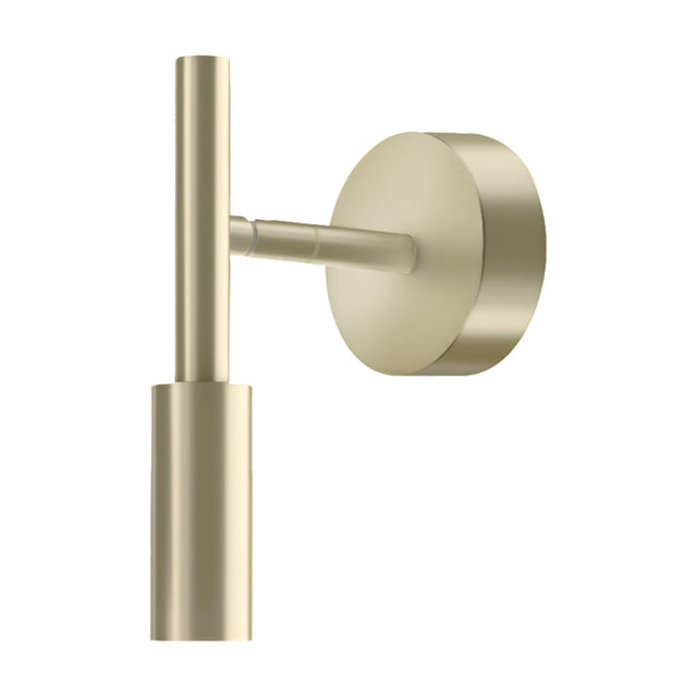 Tubino Aluminium LED wall light in Brushed Champagne, a slim tube on a short arm projecting from a round circular wall plate, shown on a plain white background.