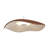 Valentina S/24 LED pendant light with an organic wave-shaped aluminium shade, terracotta exterior and tiered white interior, shown on a thin cord against a plain white background.
