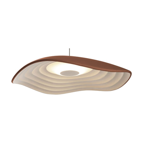 Valentina S/24 LED pendant light with an organic wave-shaped aluminium shade, terracotta exterior and tiered white interior, shown on a thin cord against a plain white background.