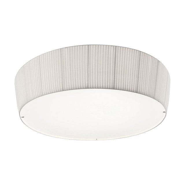 Plafonet 60 Ribbon LED ceiling light, a wide shallow drum fixture with a pleated white ribbon shade and flat white diffuser base, shown on a plain white background.