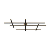 Hilow integrated LED ceiling light with an open frame of three long and three short crossing bars in Brushed Bronze finish with black diffusers, shown on a plain white background.