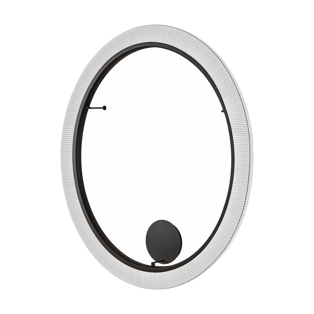 Roda PF/200 ribbon LED wall and ceiling light with a large circular ring in pleated white translucent fabric around a matte black inner frame, shown on a plain white background.