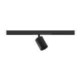 Soho 10 Aluminium LED Track Spotlight in matte black, a slim cylindrical head on a short stem mounted to a linear track, shown against a plain white background.