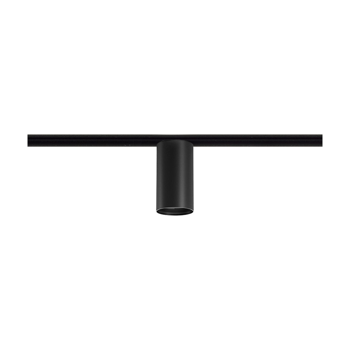 432 Ways Street Cylinder Track Ceiling Light in black, a single cylindrical spotlight mounted on a straight track, shown on a plain white background.
