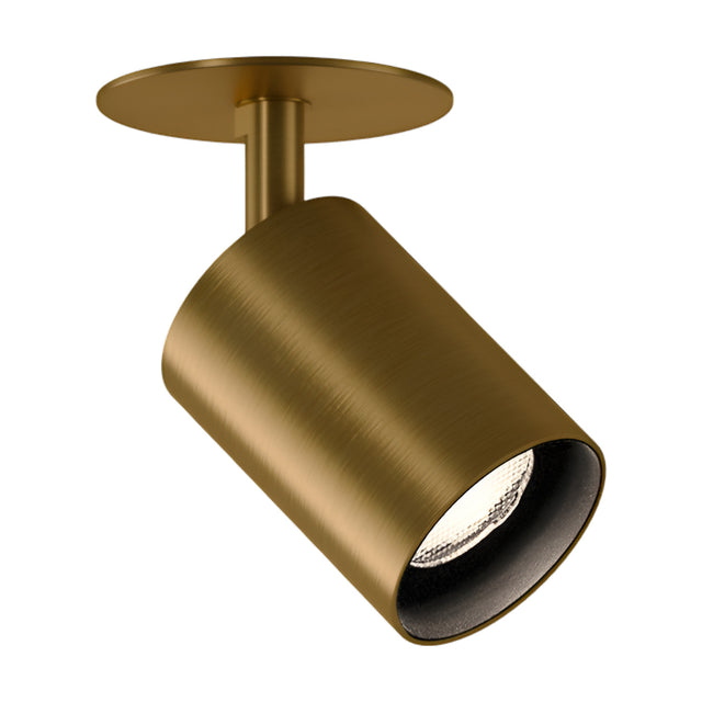 Carl Adjustable Recessed LED Downlight 7.1cm in Brushed Bronze, cylindrical swivel head on a short stem beneath a round ceiling trim, shown on a plain white background.