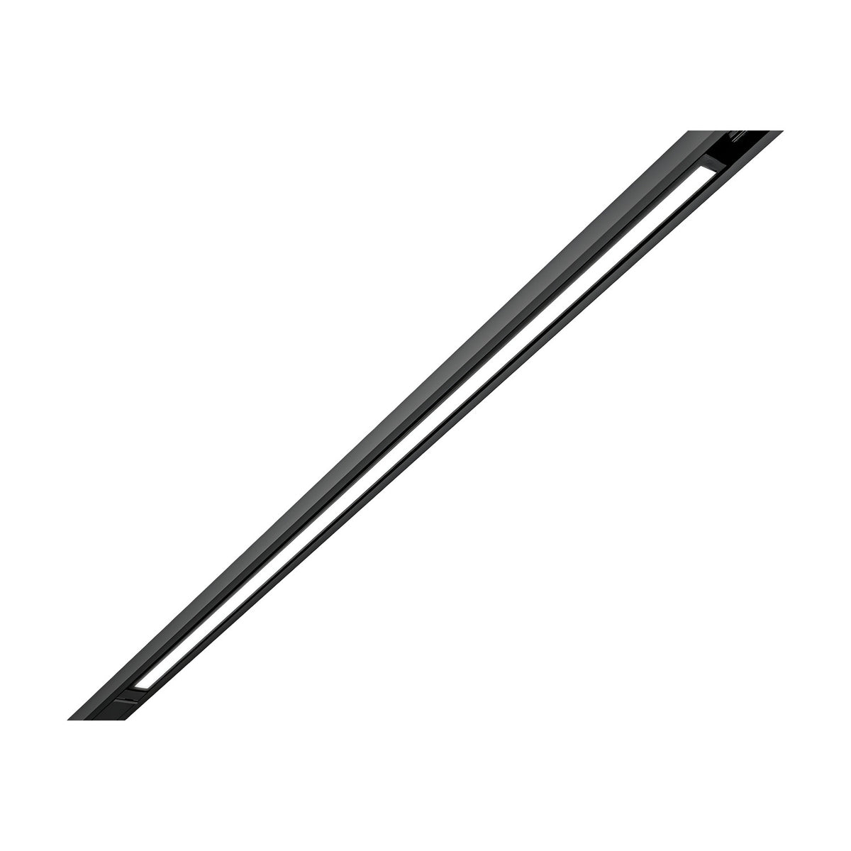 Street Line Linear LED Track Spotlight in black, a slim bar with a continuous white diffuser strip, shown diagonally on a plain white background.