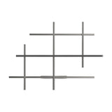 Hilow LED wall light with an open lattice of slim Brushed Titanium rods and a central black diffuser bar providing integrated warm-white light, shown on a plain white background.