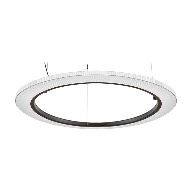 Roda S/120 Ribbon Ring LED pendant light, a large circular fixture with a white translucent pleated ribbon shade around a dark inner ring, shown against a plain white background.