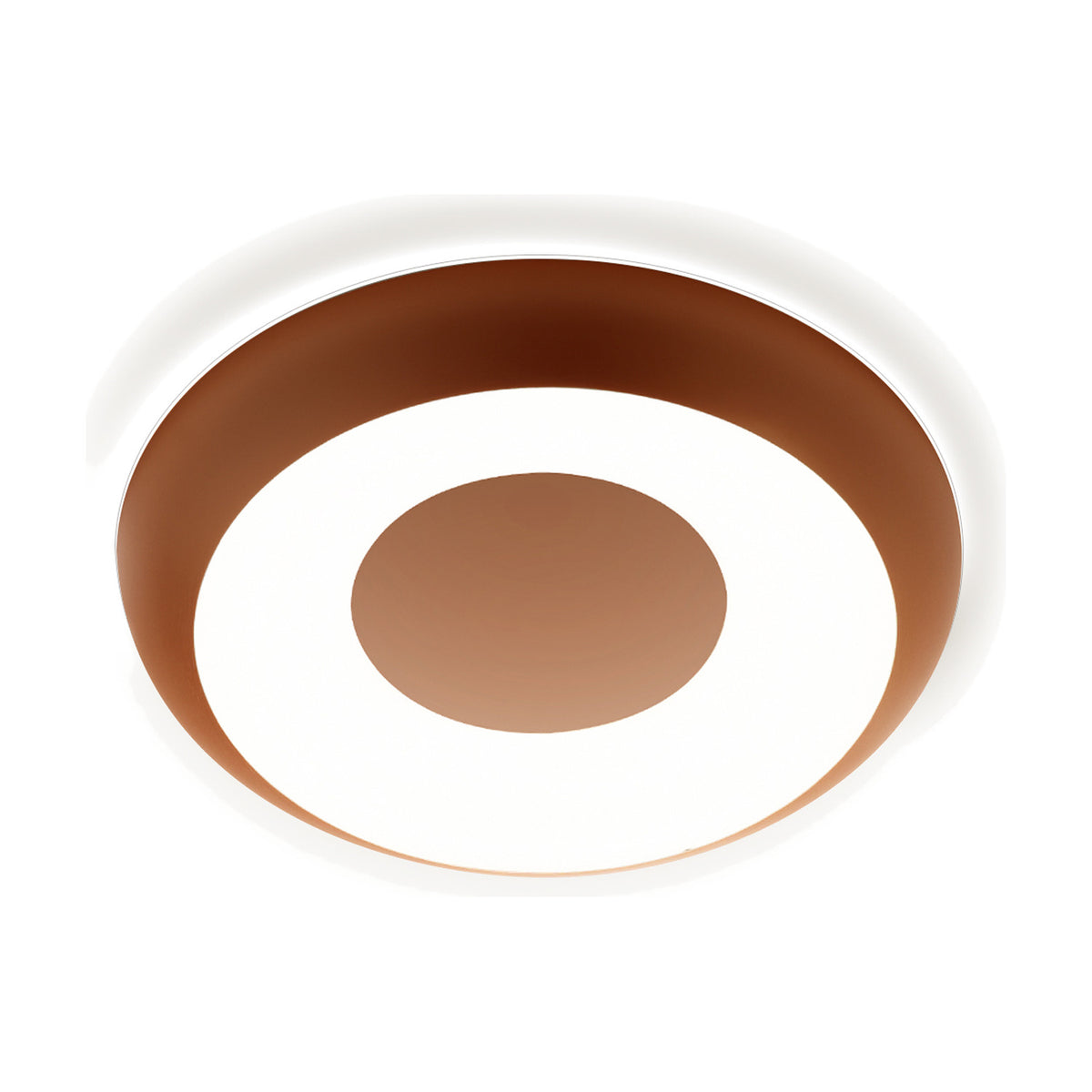 Superbold LED flush ceiling light, 62.3cm round fixture in textured terracotta finish with a white illuminated ring around a matching centre disc, shown on a plain white background.