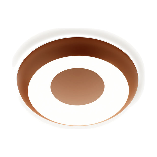 Superbold LED flush ceiling light, 62.3cm round fixture in textured terracotta finish with a white illuminated ring around a matching centre disc, shown on a plain white background.