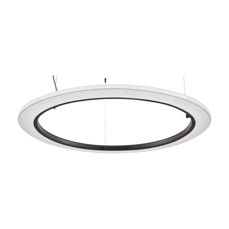Roda S/150 Ribbon Ring LED pendant light, a large circular fixture with pleated white translucent shade around a dark inner ring, shown suspended against a plain white background.