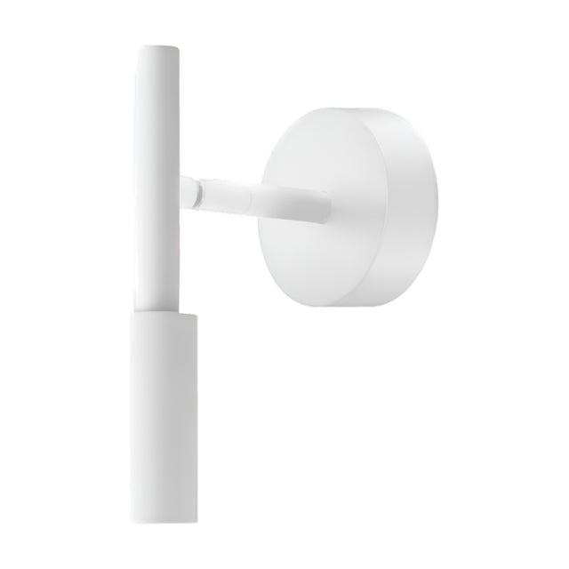 Tubino Aluminium LED Wall & Ceiling Light in white, showing a slim tube fixture mounted on a short arm from a round wall plate, set against a plain background.