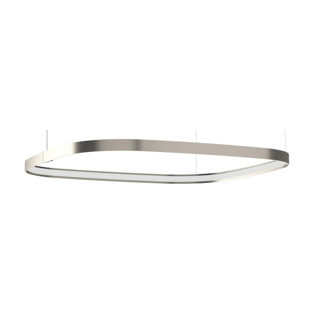Zero Square 75 pendant light with a slim rounded-square band in brushed titanium finish, hung level on fine suspension wires against a plain white background.