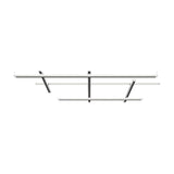 Hilow LED pendant light with three long and three short black diffuser bars forming an open linear grid, integrated LED, dimmable, shown on a plain white background.
