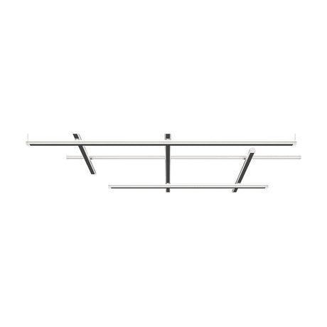 Hilow LED pendant light with three long and three short black diffuser bars forming an open linear grid, integrated LED, dimmable, shown on a plain white background.