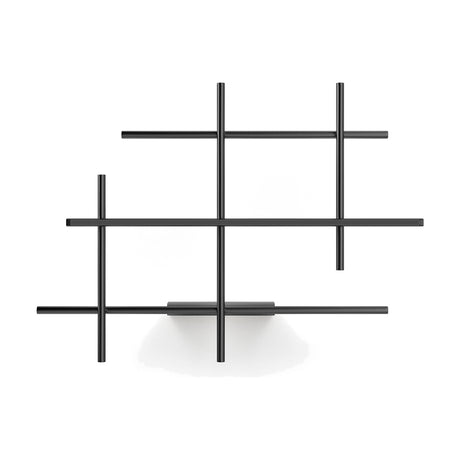 Hilow Black Diffuser Frame LED Wall Light in Matt Black, a grid-patterned fixture of crossing bars with integrated LED diffuser, shown on a plain white background.