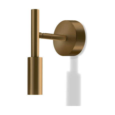 Tubino Aluminium LED wall light in brushed bronze, with a slim cylindrical head on an upright rod extending from a round wall plate, shown on a plain white background.
