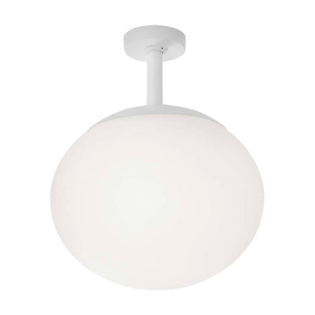 Elipse PF/50 Globe LED outdoor ceiling light with a large flattened white globe shade on a short stem and round canopy, shown against a plain white background.