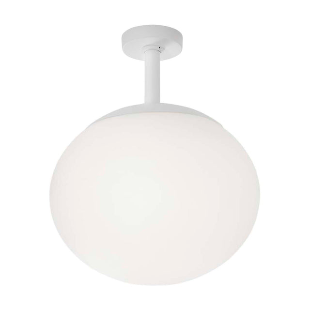 Elipse PF/50 Globe LED outdoor ceiling light with a large flattened white globe shade on a short stem and round canopy, shown against a plain white background.