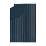 Arid Wall Light Tile in Textured Grey Blue, a rectangular aluminium panel with fine vertical fluting and a smooth curved cutout at one corner, shown on a plain white background.