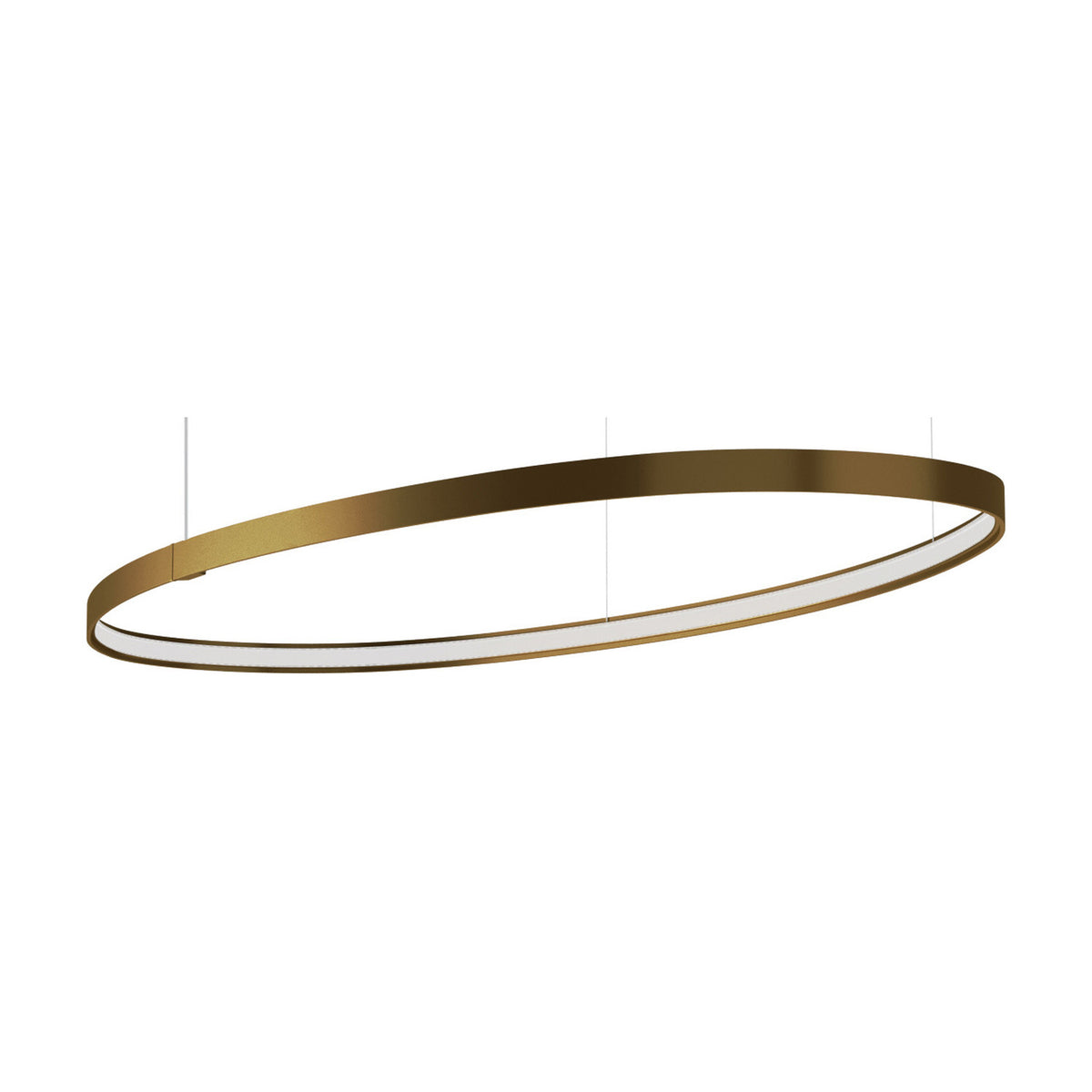 Zero Ellipse Aluminium Pendant Light in brushed bronze, a slim oval ring with integrated LED along the inner edge, shown on a plain white background.
