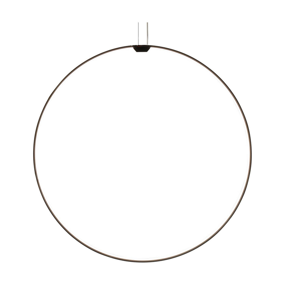 Zero Round Vertical ring pendant light, 50cm black circular frame suspended on two fine wires, integrated LED, shown on a plain white background.