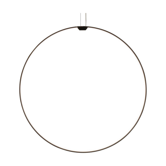 Zero Round Vertical ring pendant light, 50cm black circular frame suspended on two fine wires, integrated LED, shown on a plain white background.