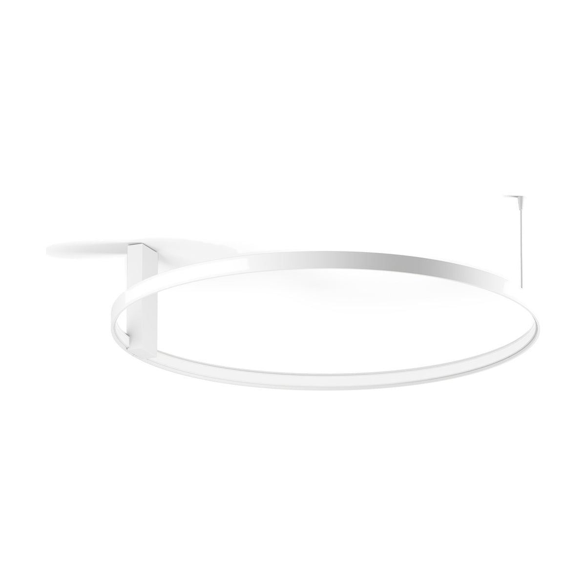 Zero Round Aluminium Ring LED Wall & Ceiling Light 74cm in white, a slim circular ring fixture mounted on a rectangular bracket, shown against a plain white background.