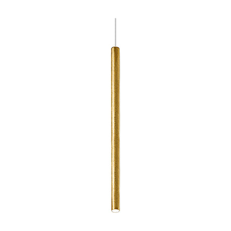 To-Be Aluminium Linear LED Pendant Light, a slim 65cm gold leaf tube suspended on a fine cable, shown against a plain white background.