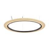Roda S/150 Ribbon Ring LED pendant light, a large cream pleated ring shade with dark inner edge, suspended on fine wires against a plain white background.