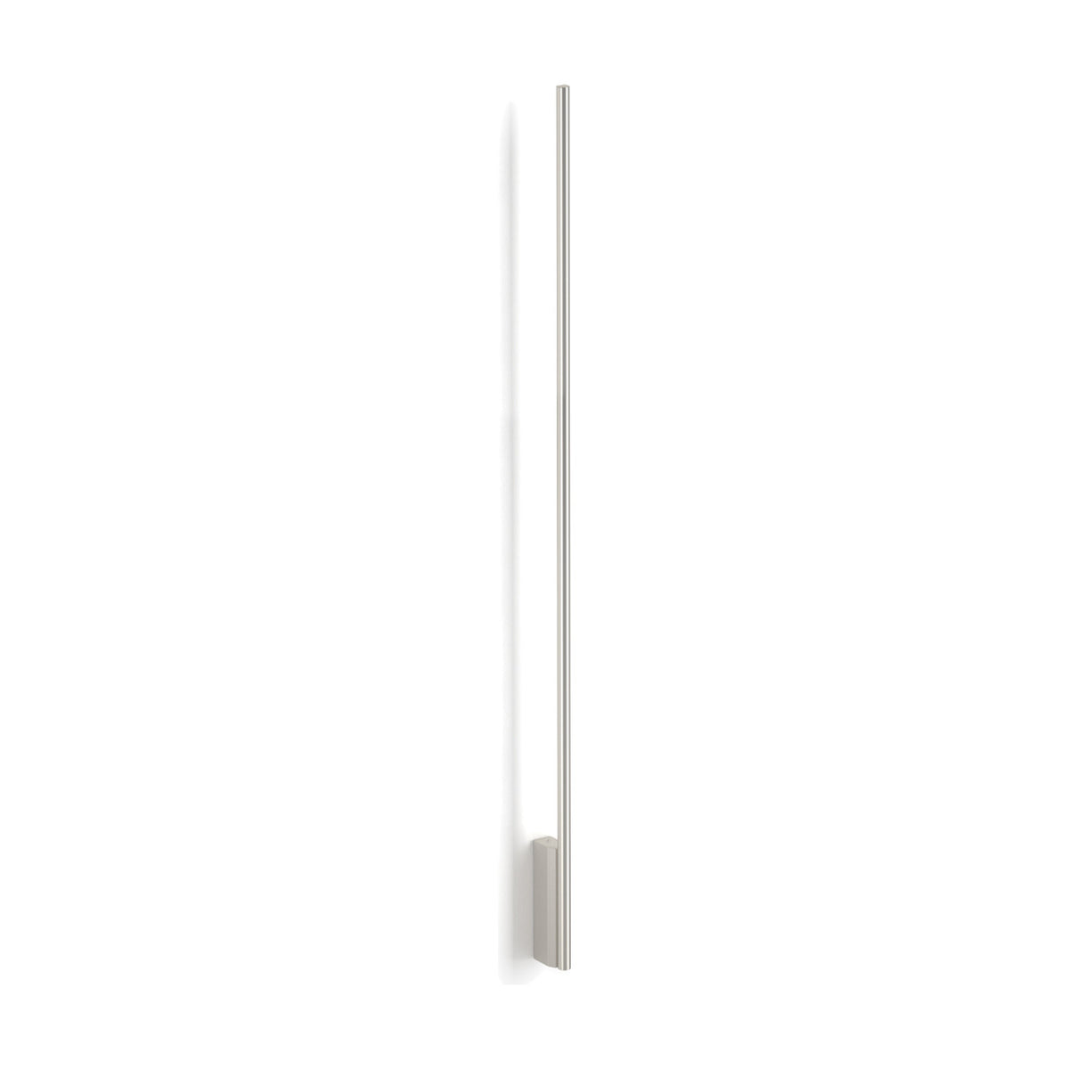 Hilow Line linear wall light in brushed titanium, a slim 150cm vertical LED bar on a small bracket, shown against a plain white background.
