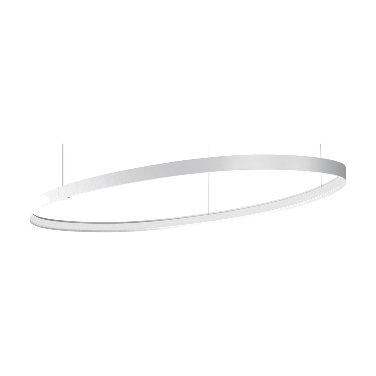 Zero Ellipse Aluminium Pendant Light Without Canopy - White