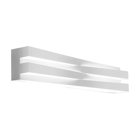 Cross Glass LED Wall Light 60cm in white, a slim fixture with layered bands crossing at the centre, glowing along the edges, shown on a plain white background.