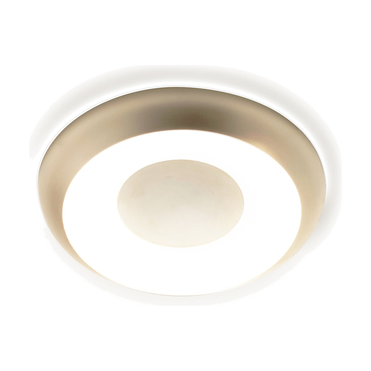 Round Superbold LED wall and ceiling light, 62.3cm, brushed champagne finish with a white illuminated ring around a matching centre disc, shown on a plain background.