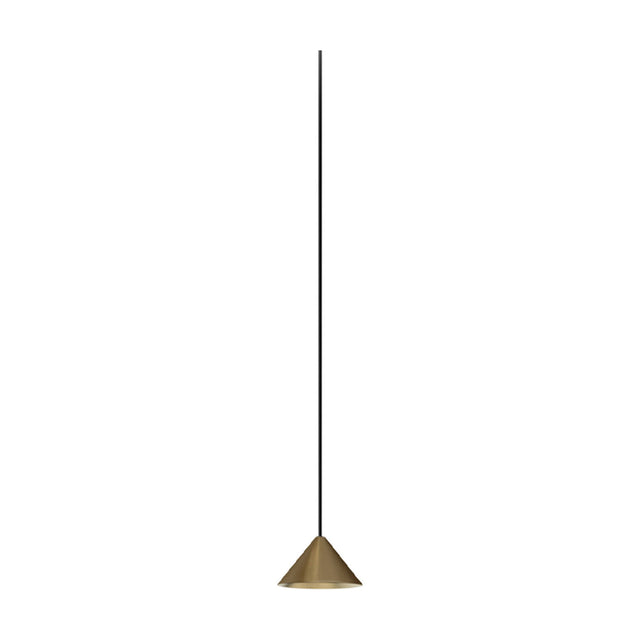 Rendez-vous Cone LED Pendant Light in brushed bronze with a small cone shade on a slim black cable, shown against a plain white background.